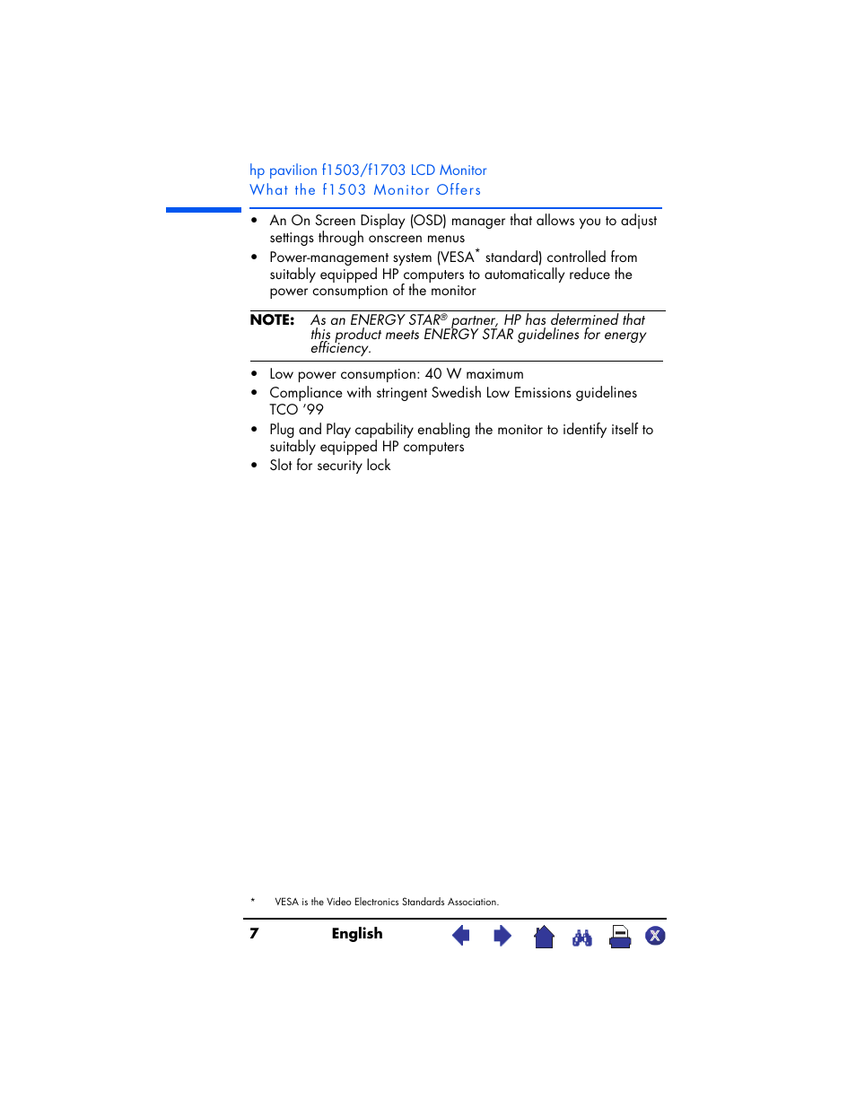 HP Pavilion f1503 15 inch Flat Panel Monitor User Manual | Page 7 / 56
