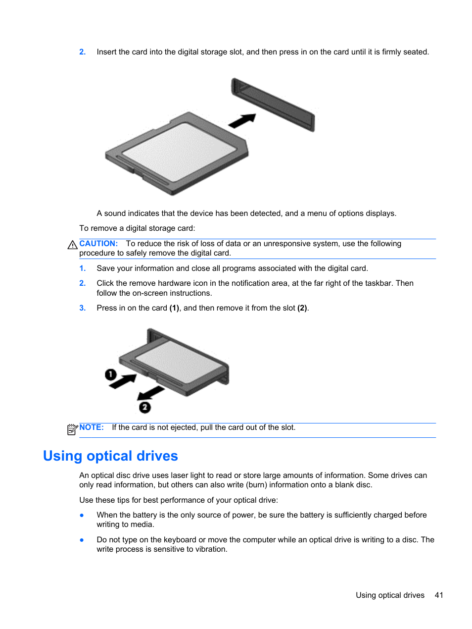 Using optical drives | HP 245 G1 Notebook PC User Manual | Page 51 / 89