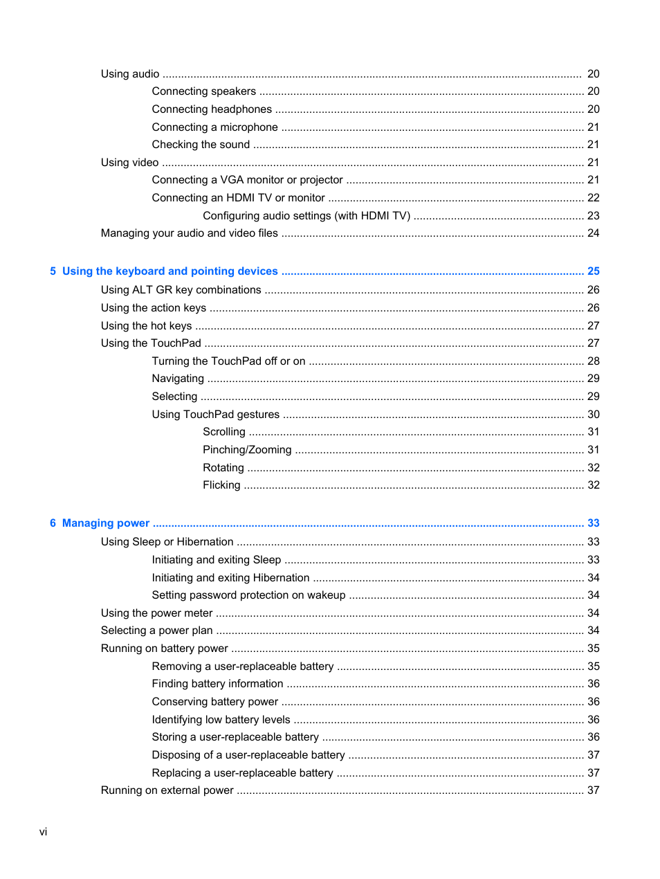HP 245 G1 Notebook PC User Manual | Page 6 / 89