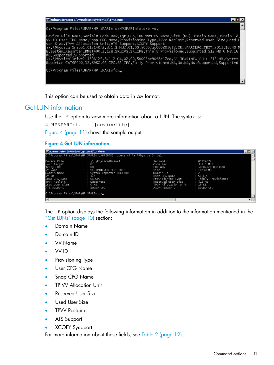 Get lun information | HP 3PAR System Reporter Software User Manual | Page 11 / 19