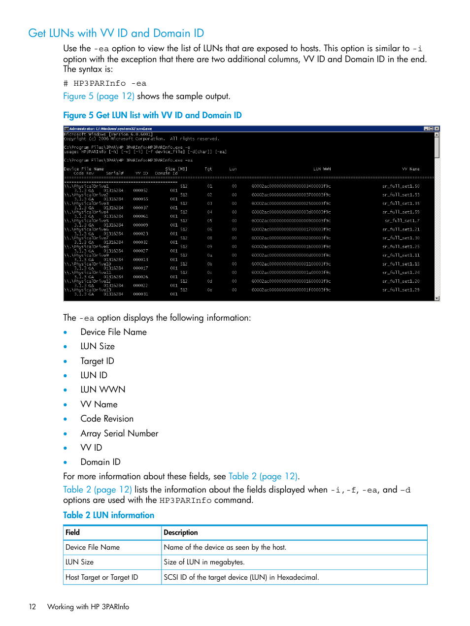 Get luns with vv id and domain id | HP 3PAR System Reporter Software User Manual | Page 12 / 19