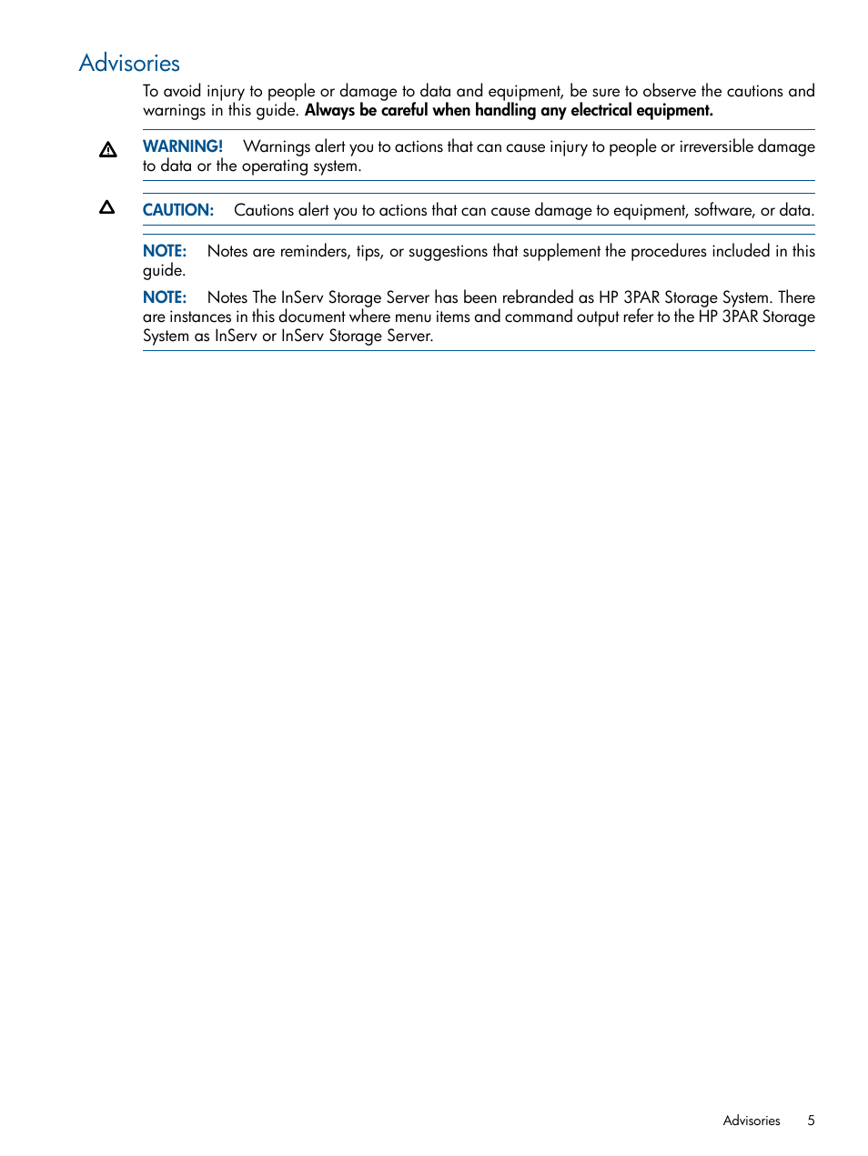 Advisories | HP 3PAR InForm Software Licenses User Manual | Page 5 / 20