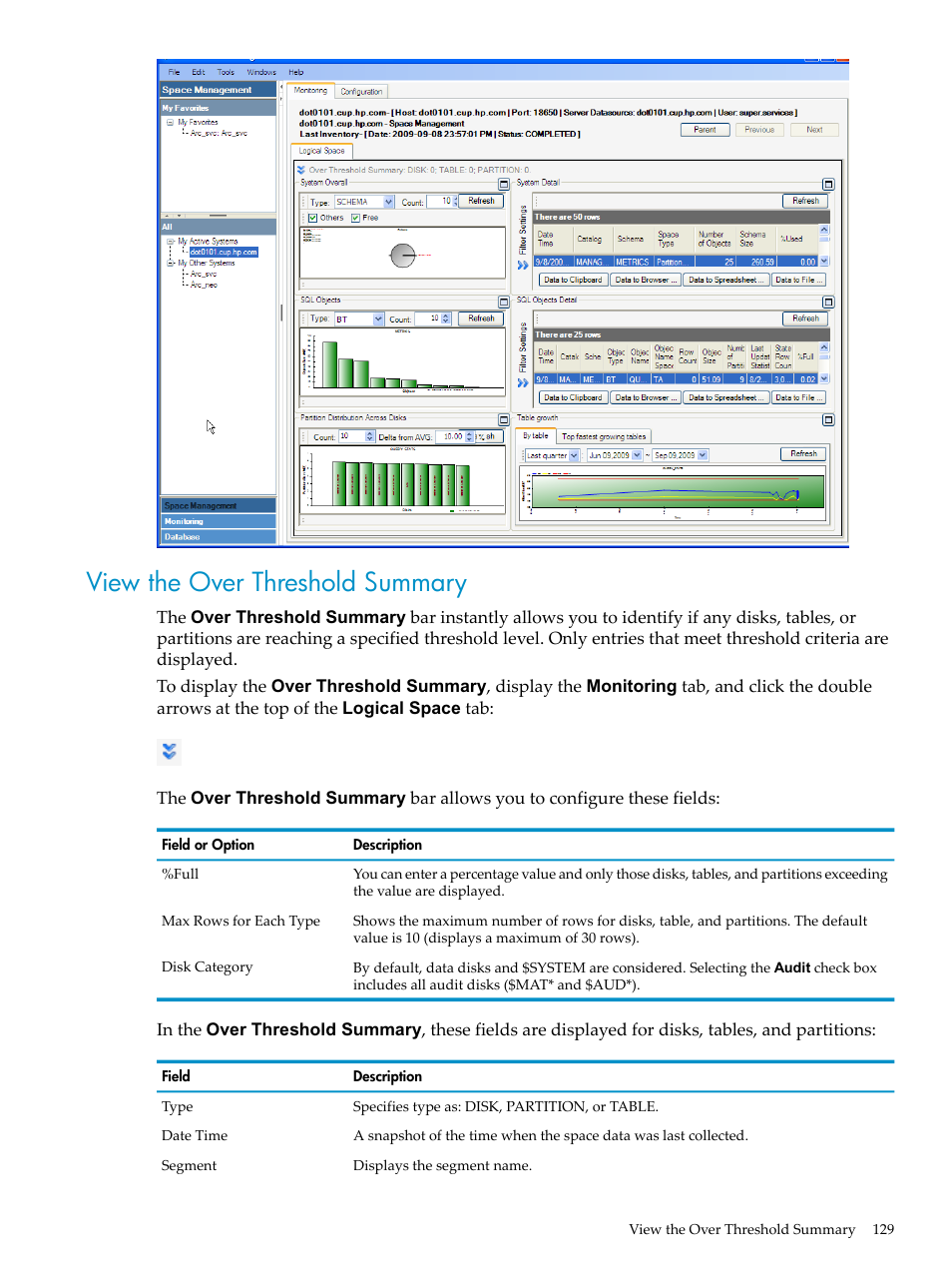 View the over threshold summary | HP Neoview Release 2.4 Software User Manual | Page 129 / 160