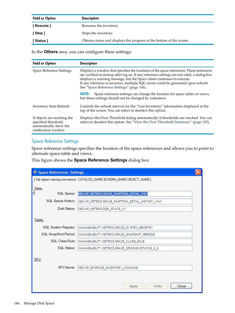 Space reference settings | HP Neoview Release 2.4 Software User Manual | Page 146 / 160