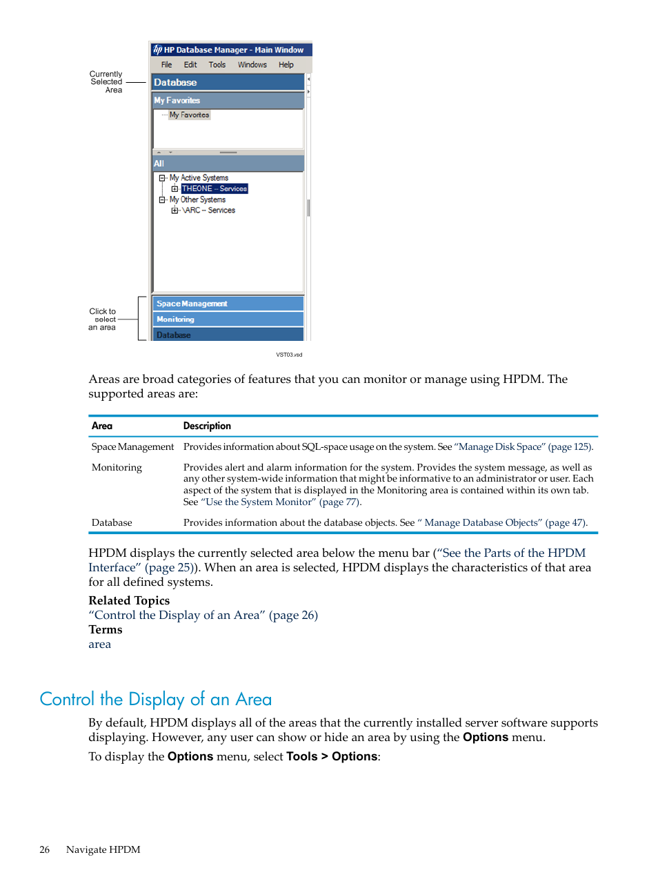 Control the display of an area | HP Neoview Release 2.4 Software User Manual | Page 26 / 160