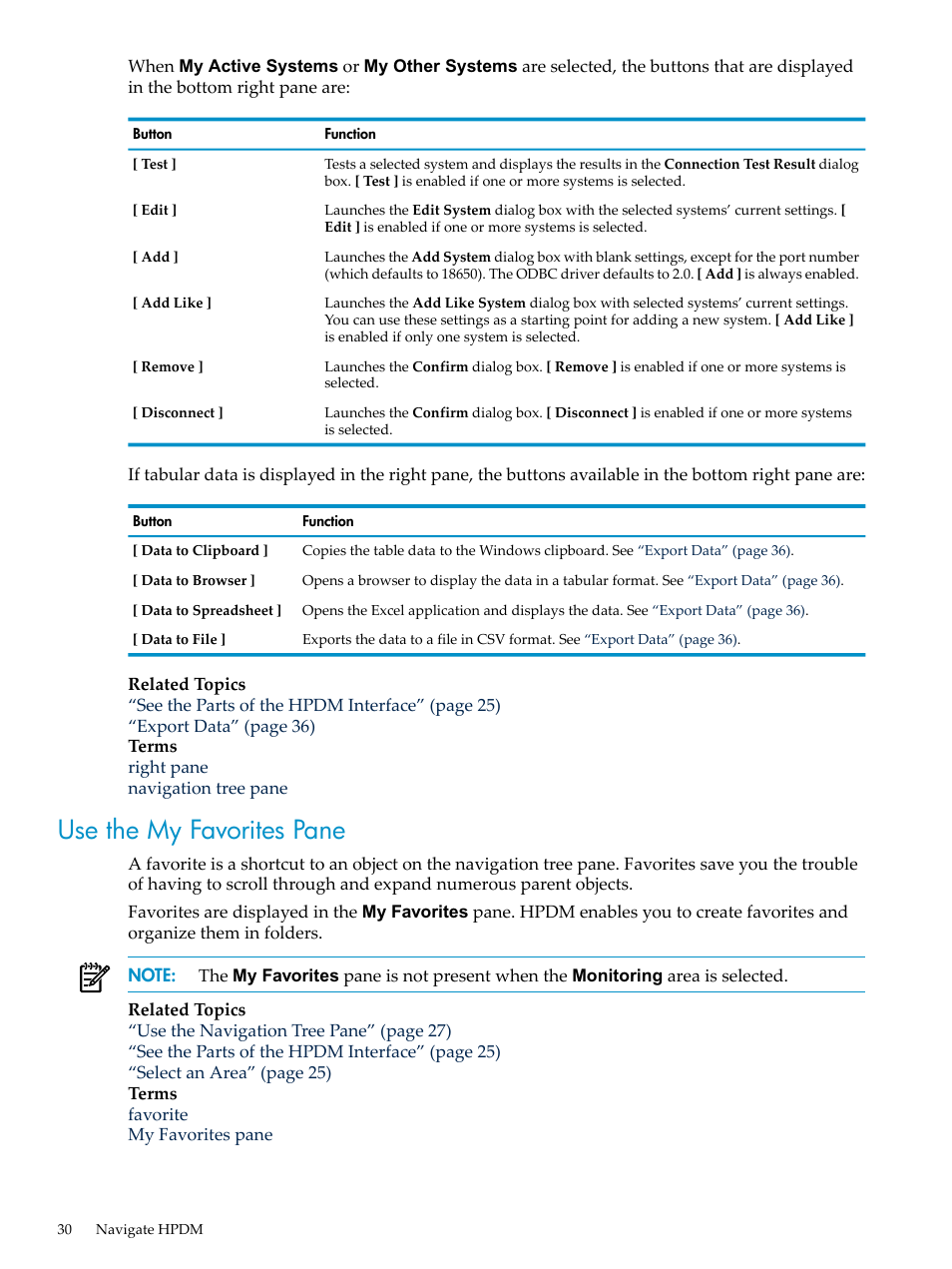 Use the my favorites pane, Use the my | HP Neoview Release 2.4 Software User Manual | Page 30 / 160