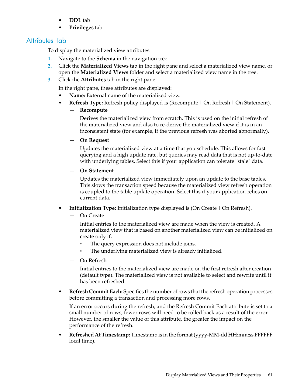 Attributes tab | HP Neoview Release 2.4 Software User Manual | Page 61 / 160