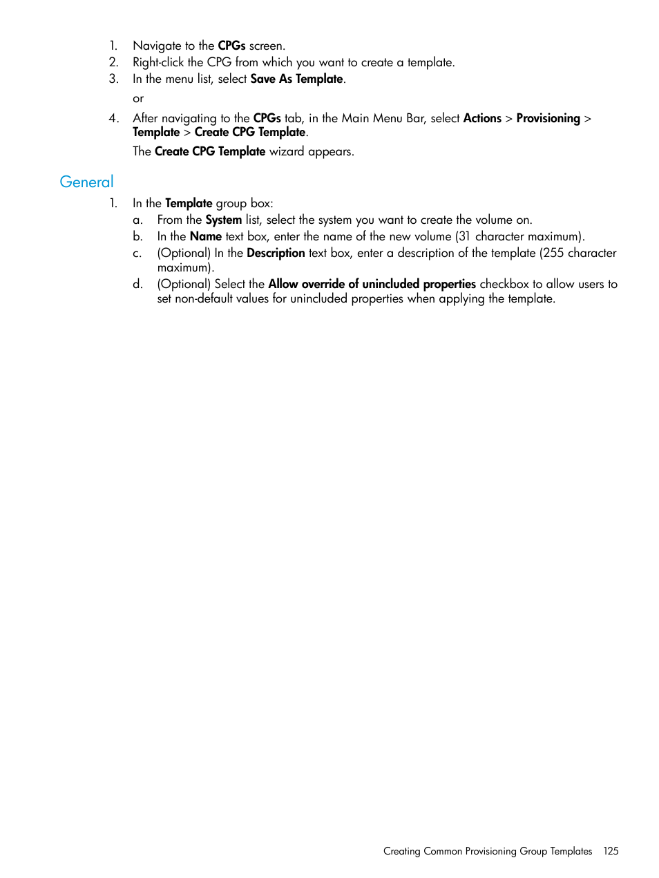 General | HP 3PAR Operating System Software User Manual | Page 125 / 526