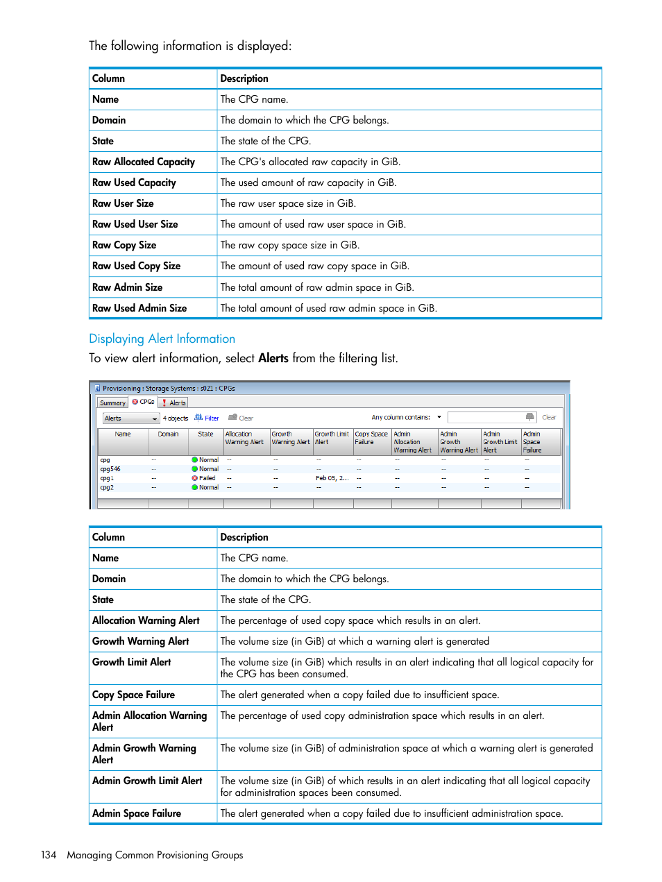 Displaying alert information | HP 3PAR Operating System Software User Manual | Page 134 / 526