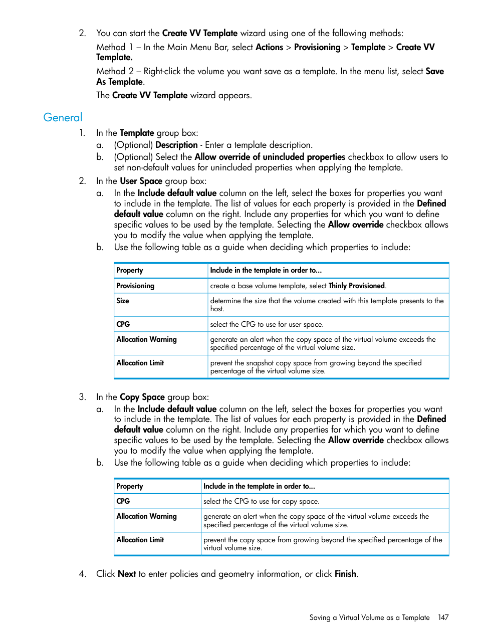 General | HP 3PAR Operating System Software User Manual | Page 147 / 526