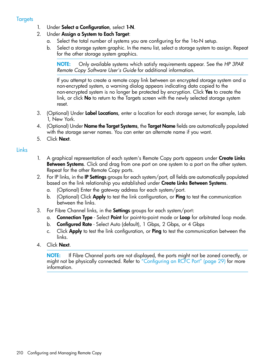 Targets, Links, Targets links | HP 3PAR Operating System Software User Manual | Page 210 / 526