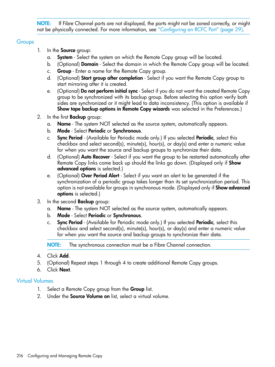 Groups, Virtual volumes, Groups virtual volumes | HP 3PAR Operating System Software User Manual | Page 216 / 526