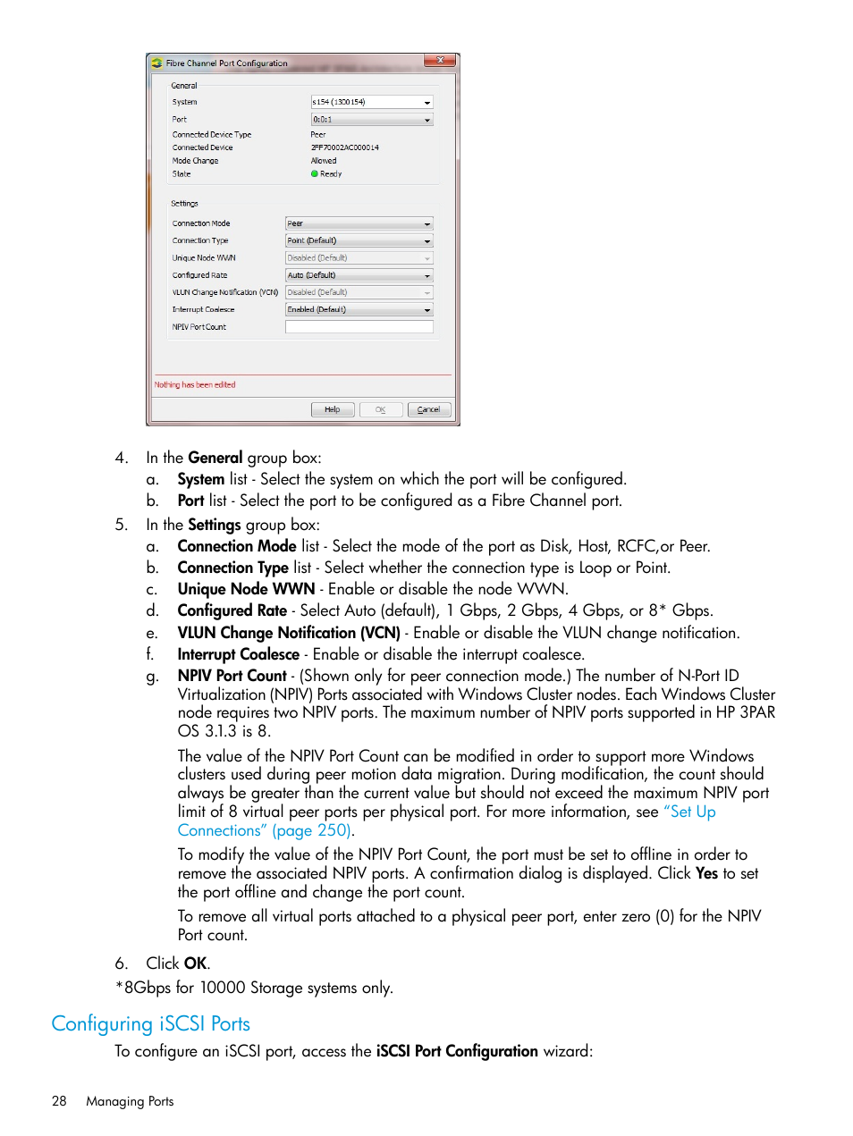 Configuring iscsi ports | HP 3PAR Operating System Software User Manual | Page 28 / 526