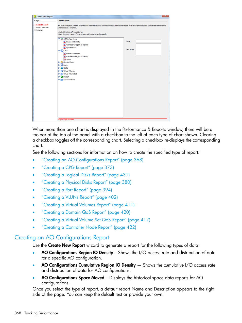 Creating an ao configurations report | HP 3PAR Operating System Software User Manual | Page 368 / 526