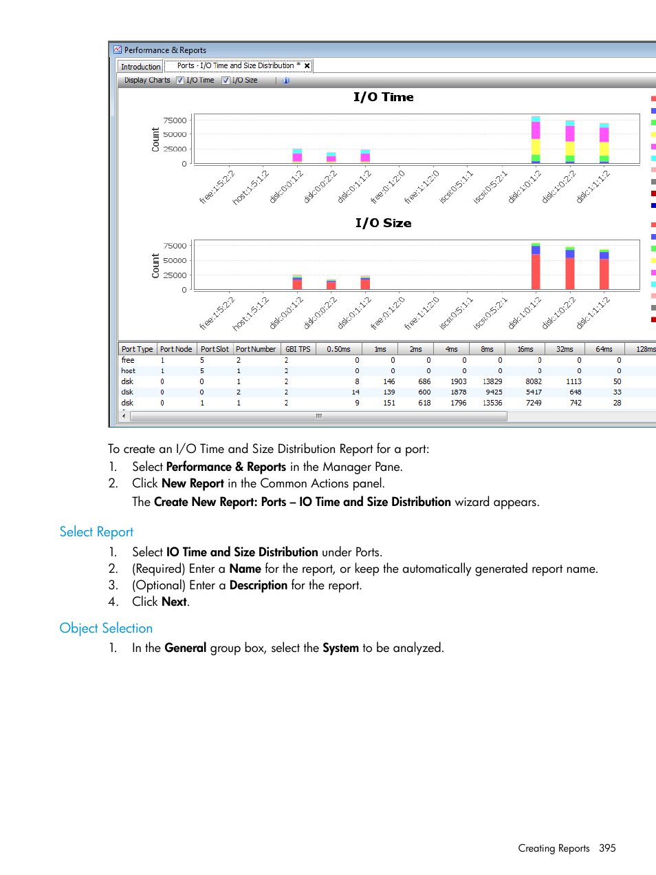 Select report, Object selection, Select report object selection | HP 3PAR Operating System Software User Manual | Page 395 / 526