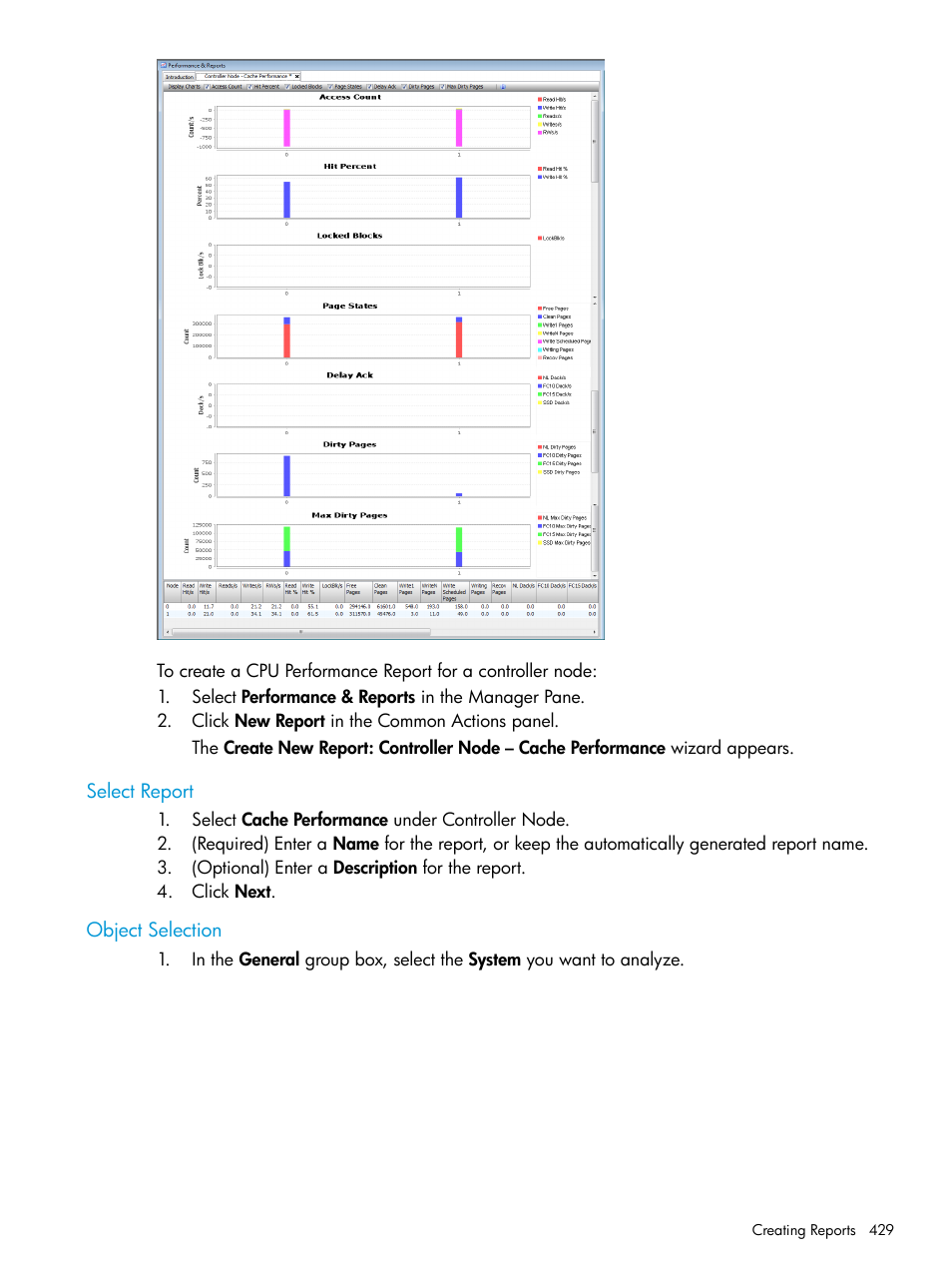 Select report, Object selection, Select report object selection | HP 3PAR Operating System Software User Manual | Page 429 / 526