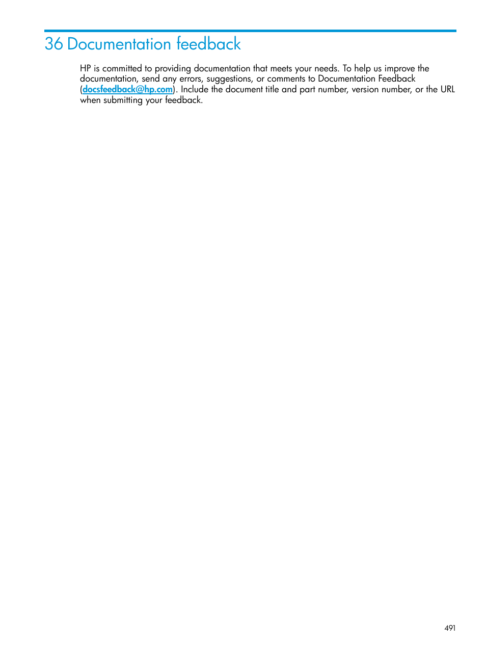 36 documentation feedback | HP 3PAR Operating System Software User Manual | Page 491 / 526