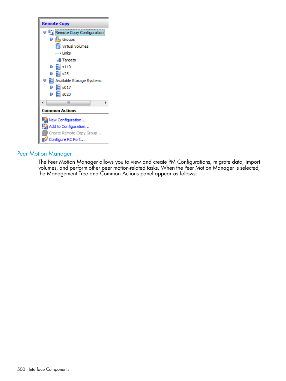 Peer motion manager | HP 3PAR Operating System Software User Manual | Page 500 / 526