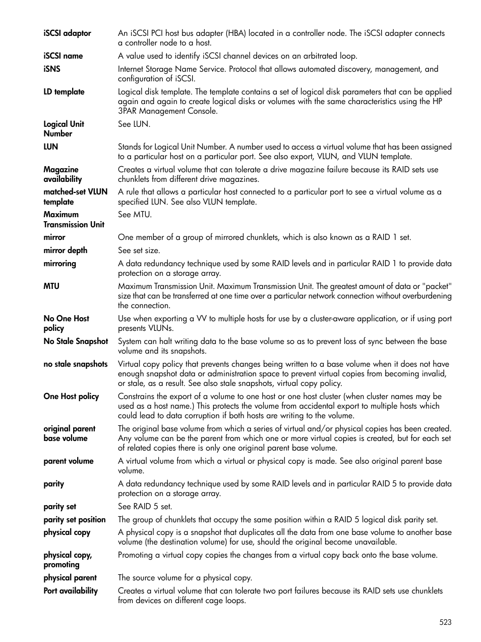 HP 3PAR Operating System Software User Manual | Page 523 / 526