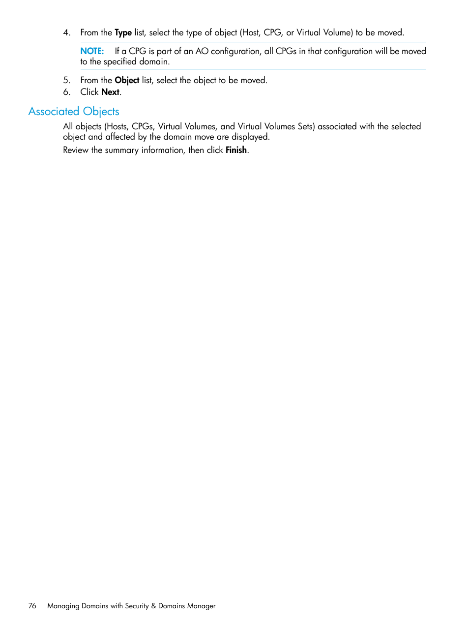 Associated objects | HP 3PAR Operating System Software User Manual | Page 76 / 526