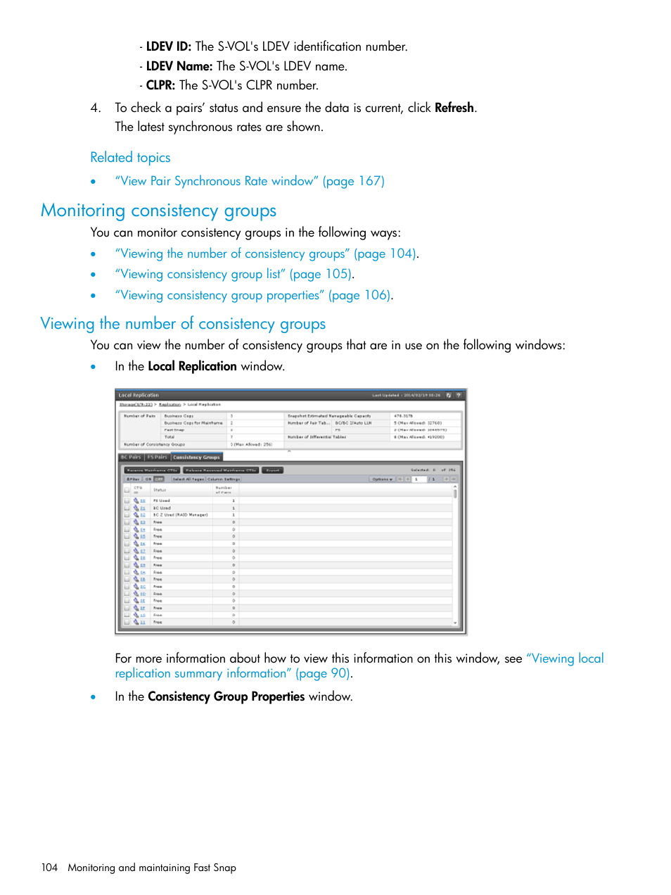 Monitoring consistency groups, Viewing the number of consistency groups | HP XP7 Storage User Manual | Page 104 / 197