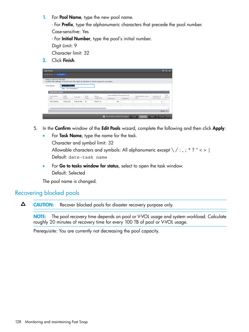 Recovering blocked pools | HP XP7 Storage User Manual | Page 128 / 197