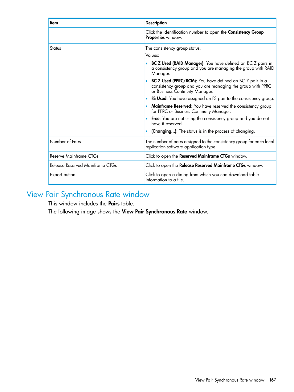 View pair synchronous rate window | HP XP7 Storage User Manual | Page 167 / 197