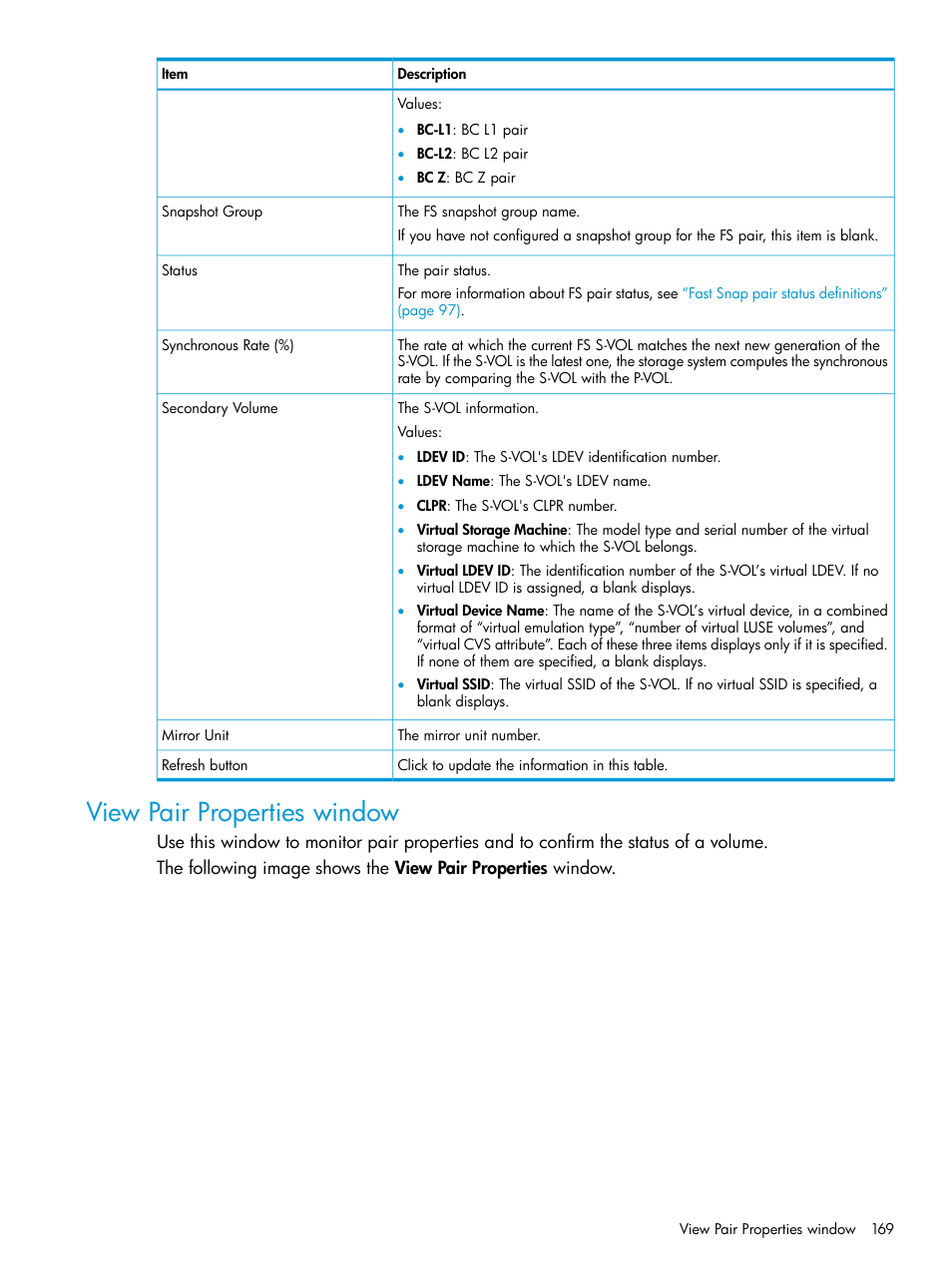 View pair properties window | HP XP7 Storage User Manual | Page 169 / 197