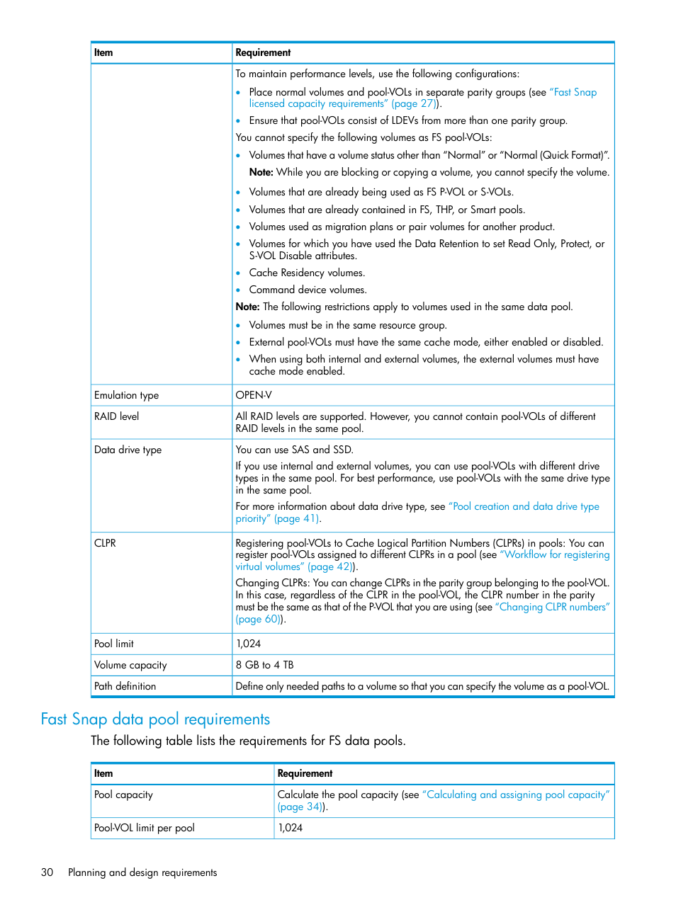 Fast snap data pool requirements, Fast snap data pool | HP XP7 Storage User Manual | Page 30 / 197