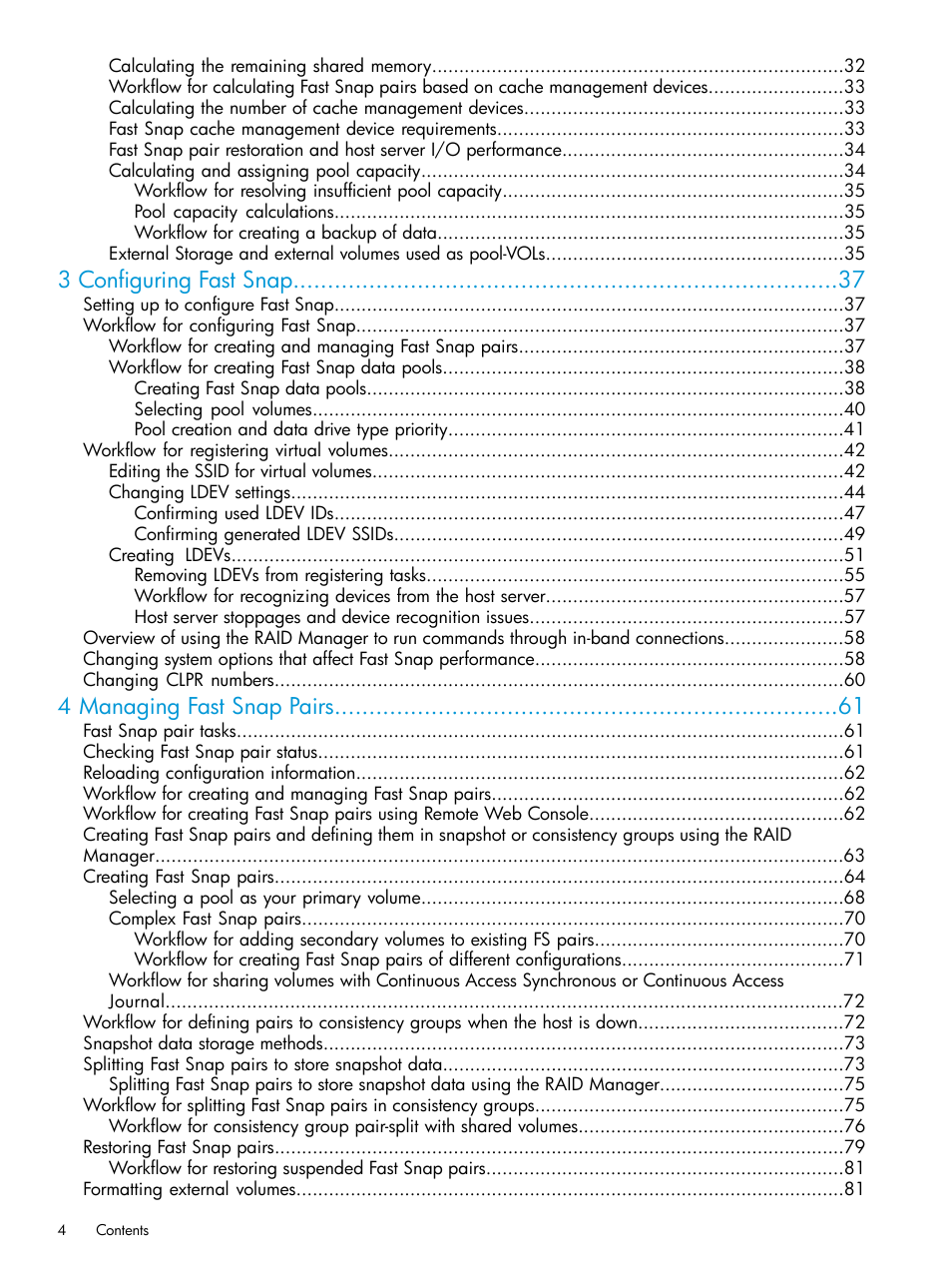 3 configuring fast snap, 4 managing fast snap pairs | HP XP7 Storage User Manual | Page 4 / 197