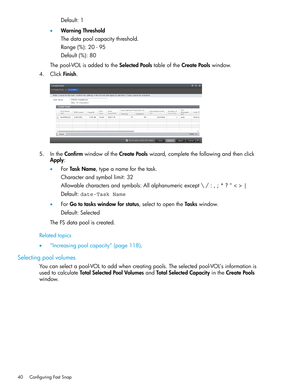 Selecting pool volumes | HP XP7 Storage User Manual | Page 40 / 197