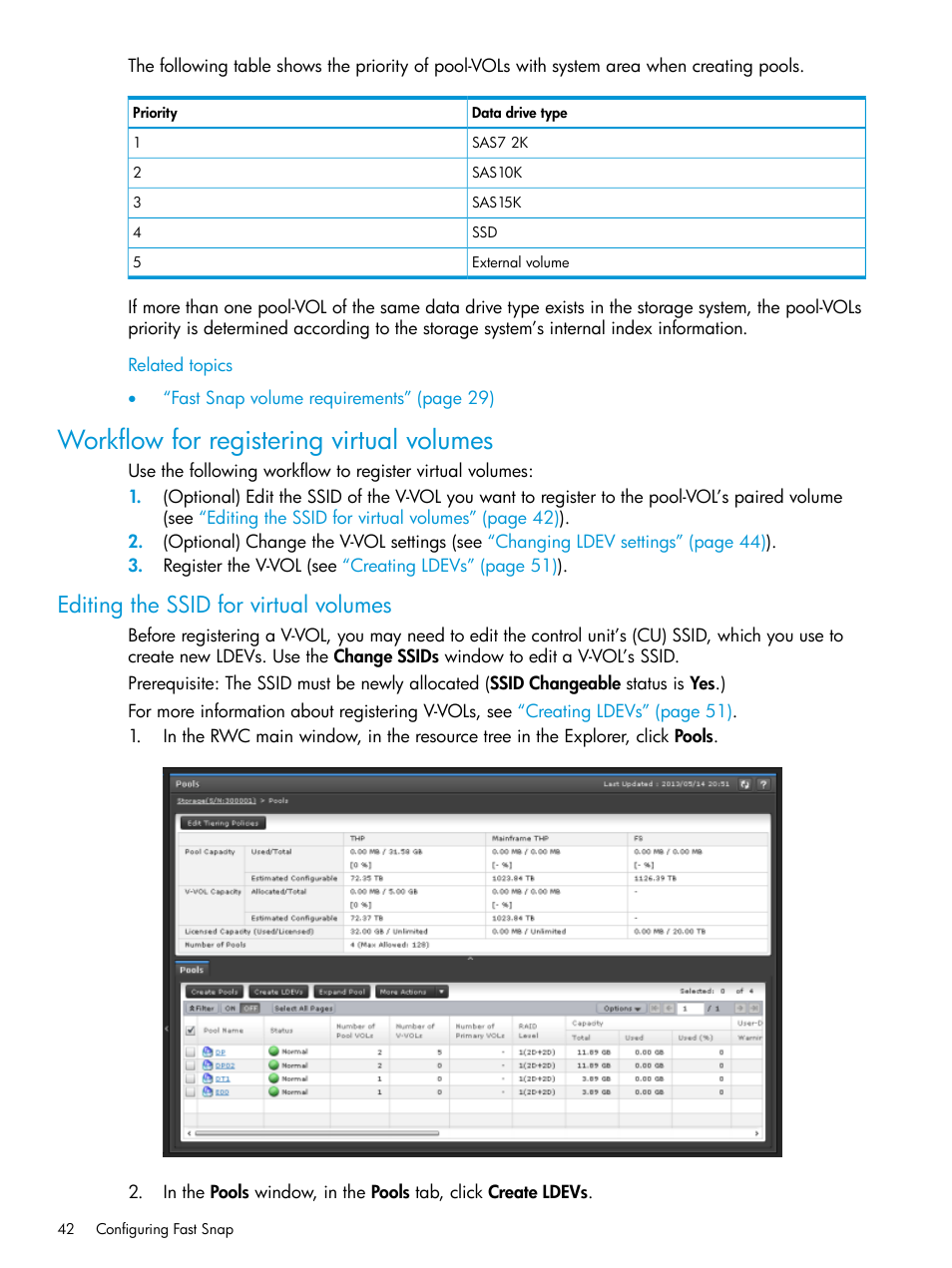 Workflow for registering virtual volumes, Editing the ssid for virtual volumes, Workflow for registering | HP XP7 Storage User Manual | Page 42 / 197