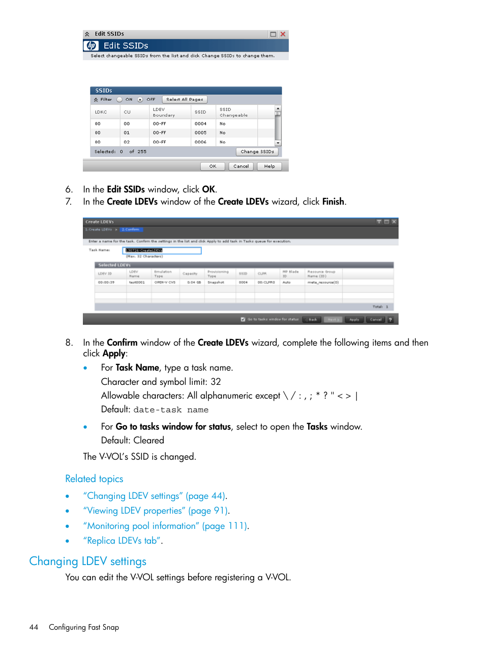 Changing ldev settings | HP XP7 Storage User Manual | Page 44 / 197