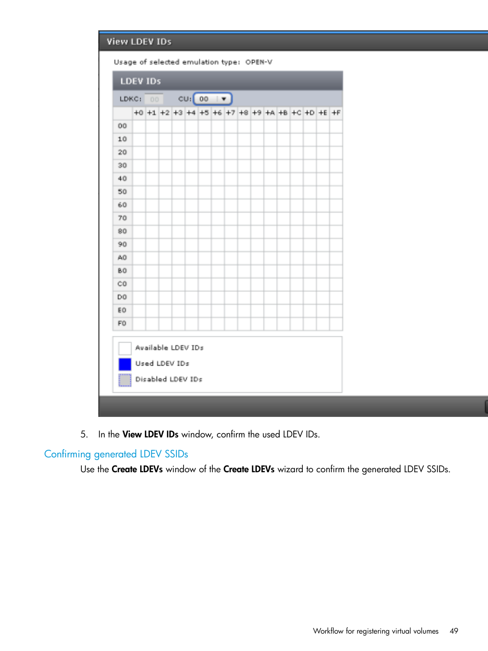 Confirming generated ldev ssids | HP XP7 Storage User Manual | Page 49 / 197