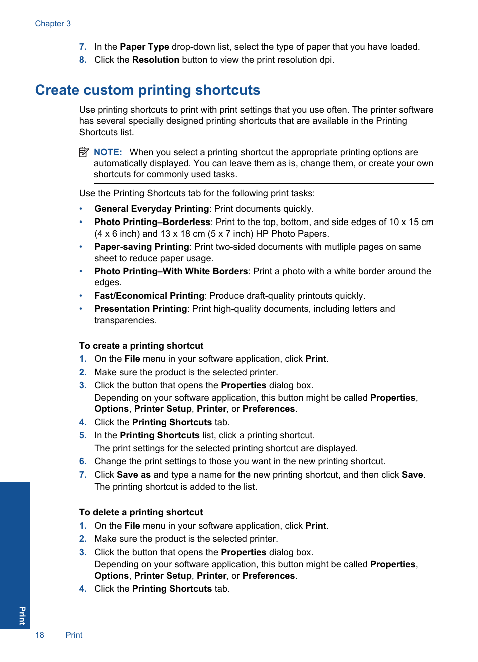 Create custom printing shortcuts | HP Officejet 4000 Printer - K210a User Manual | Page 20 / 60