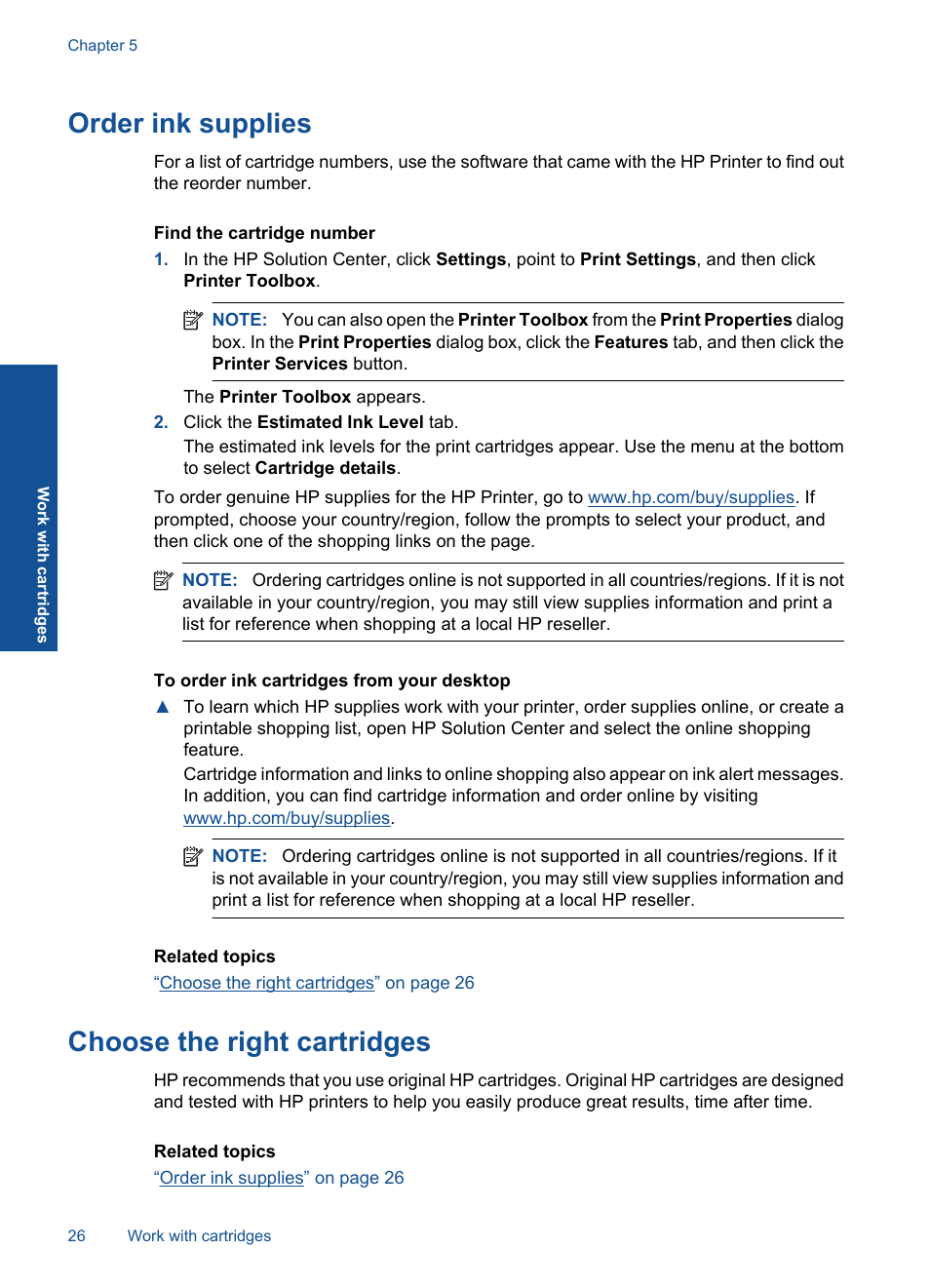 Order ink supplies, Choose the right cartridges | HP Officejet 4000 Printer - K210a User Manual | Page 28 / 60