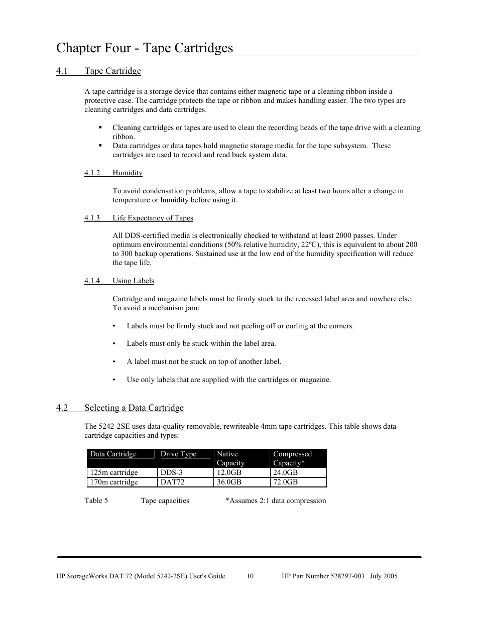 Chapter four - tape cartridges | HP NonStop G-Series User Manual | Page 14 / 43