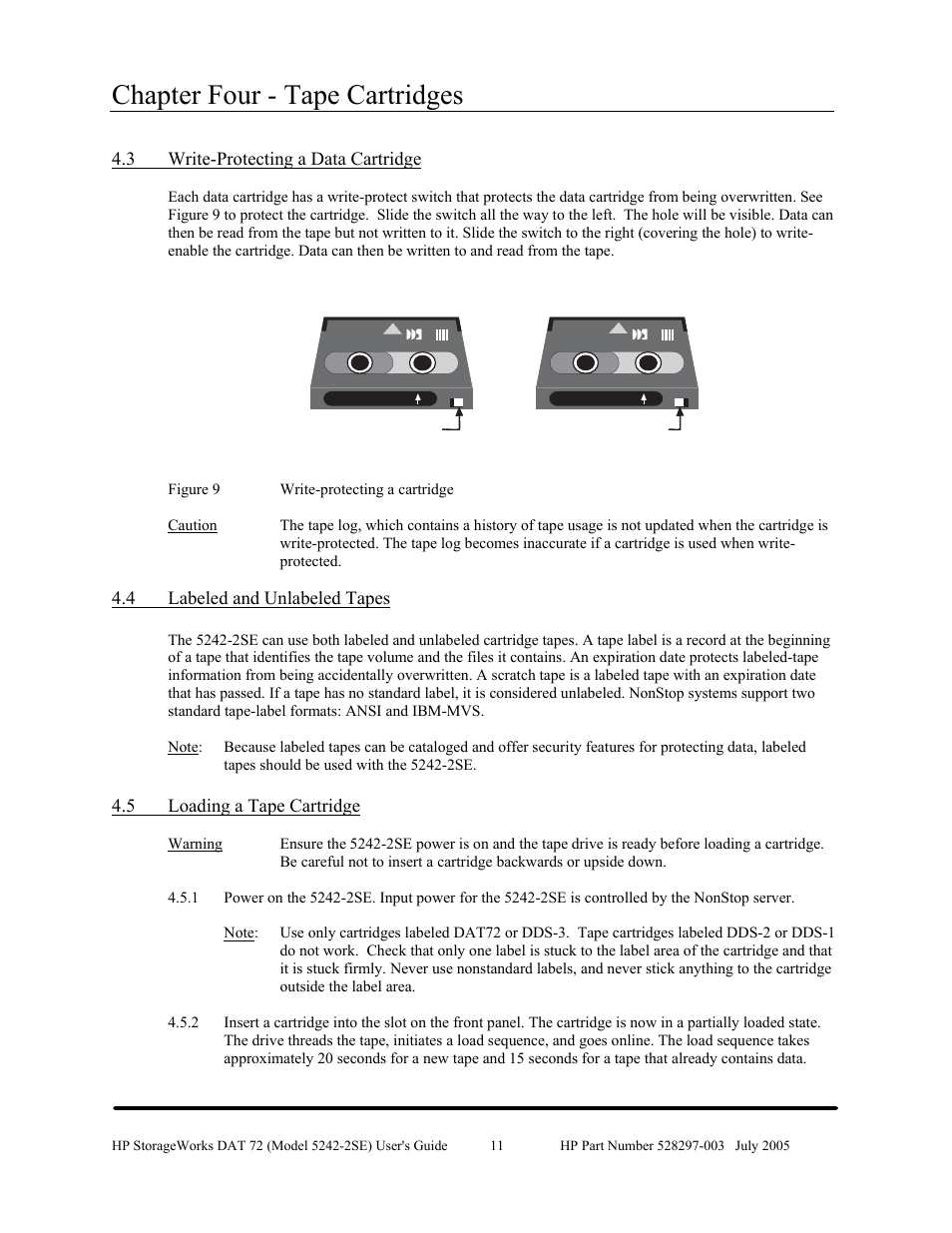 Chapter four - tape cartridges | HP NonStop G-Series User Manual | Page 15 / 43