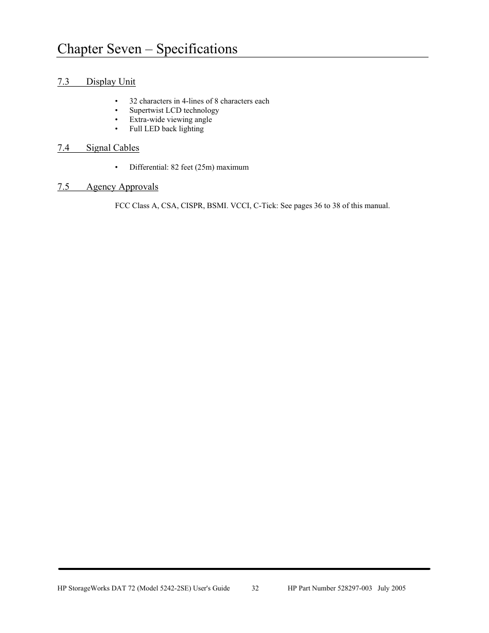 Chapter seven – specifications | HP NonStop G-Series User Manual | Page 36 / 43