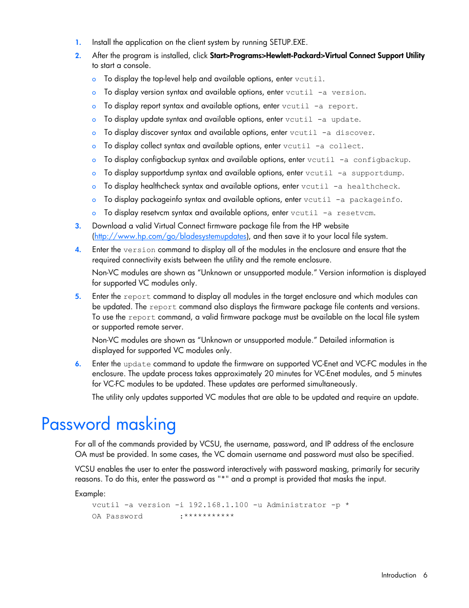 Password masking | HP Virtual Connect Flex-10 10Gb Ethernet Module for c-Class BladeSystem User Manual | Page 6 / 17
