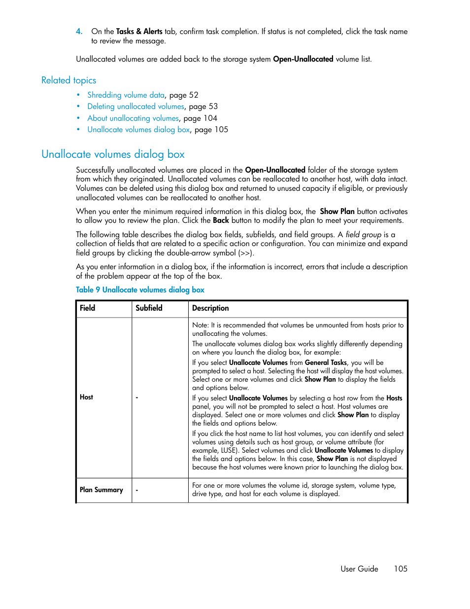 Unallocate volumes dialog box | HP XP P9000 Command View Advanced Edition Software Licenses User Manual | Page 105 / 250