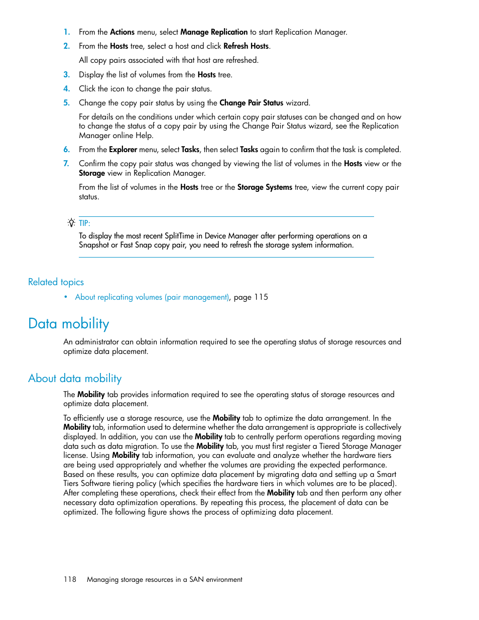 Data mobility, About data mobility | HP XP P9000 Command View Advanced Edition Software Licenses User Manual | Page 118 / 250