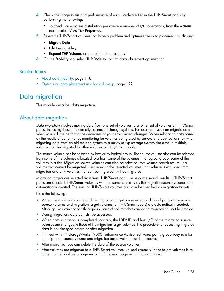 Data migration, About data migration | HP XP P9000 Command View Advanced Edition Software Licenses User Manual | Page 123 / 250