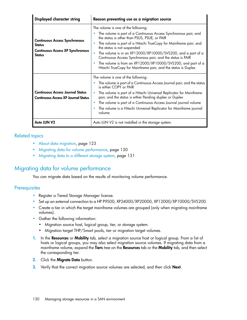 Migrating data for volume performance | HP XP P9000 Command View Advanced Edition Software Licenses User Manual | Page 130 / 250
