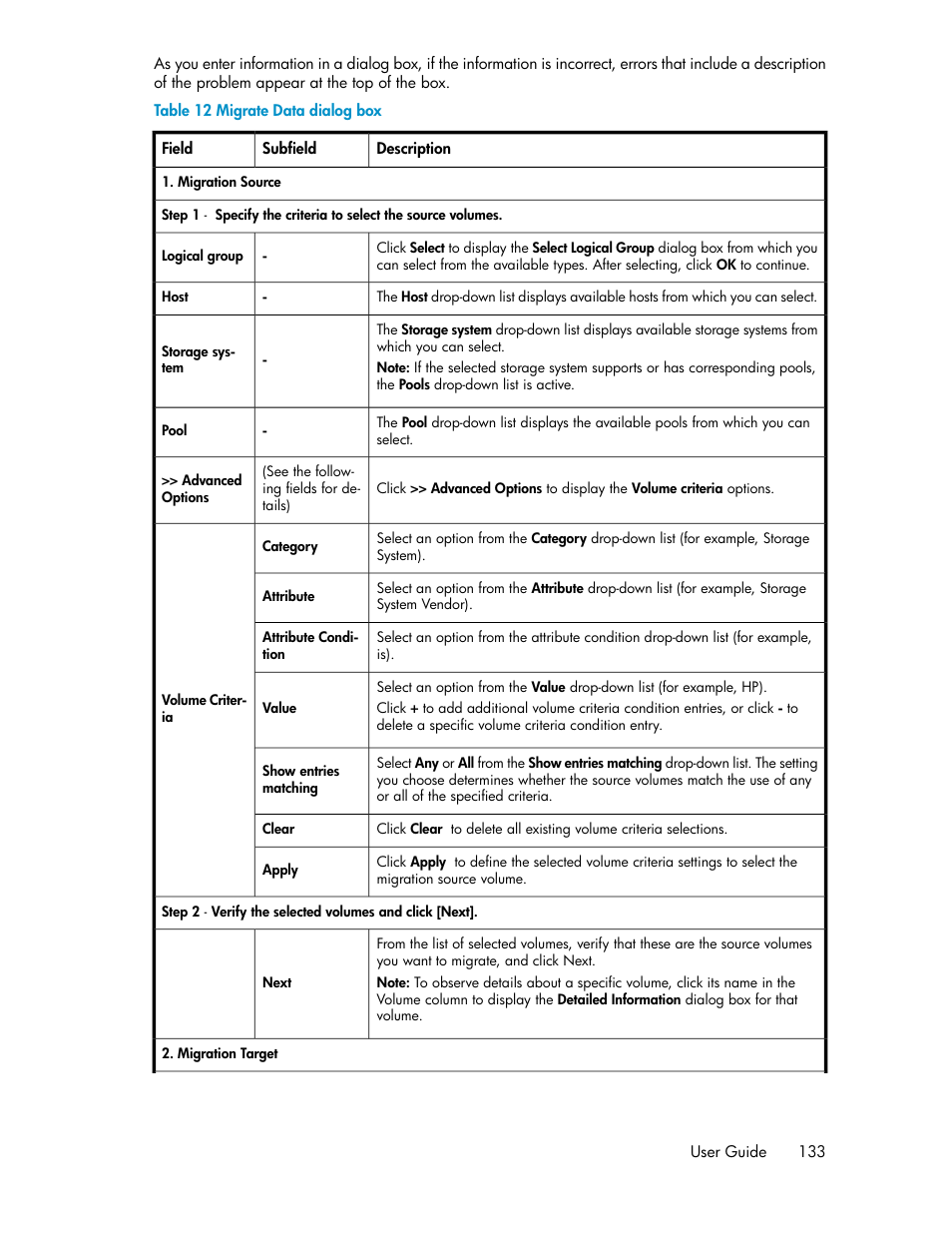 Migrate data dialog box | HP XP P9000 Command View Advanced Edition Software Licenses User Manual | Page 133 / 250