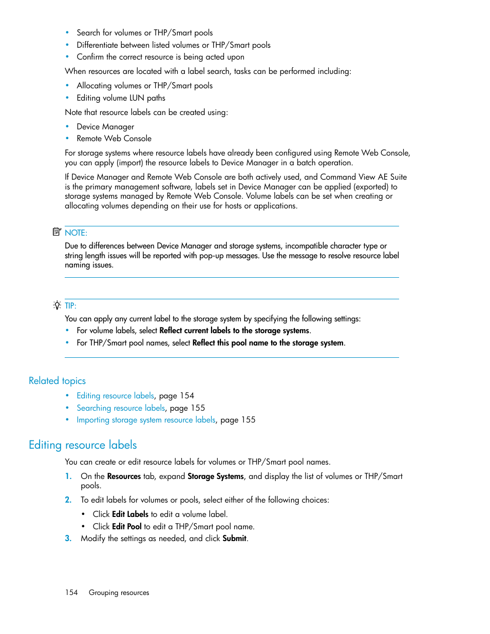 Editing resource labels | HP XP P9000 Command View Advanced Edition Software Licenses User Manual | Page 154 / 250