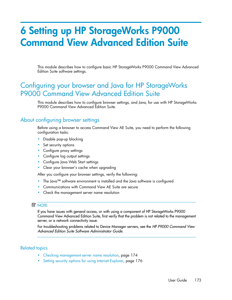 About configuring browser settings, Edition suite | HP XP P9000 Command View Advanced Edition Software Licenses User Manual | Page 173 / 250