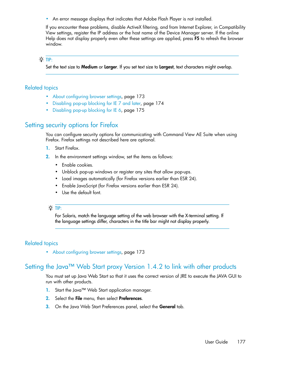 Setting security options for firefox | HP XP P9000 Command View Advanced Edition Software Licenses User Manual | Page 177 / 250