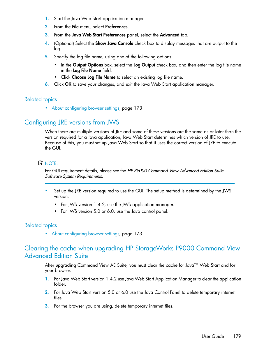 Configuring jre versions from jws, Suite | HP XP P9000 Command View Advanced Edition Software Licenses User Manual | Page 179 / 250