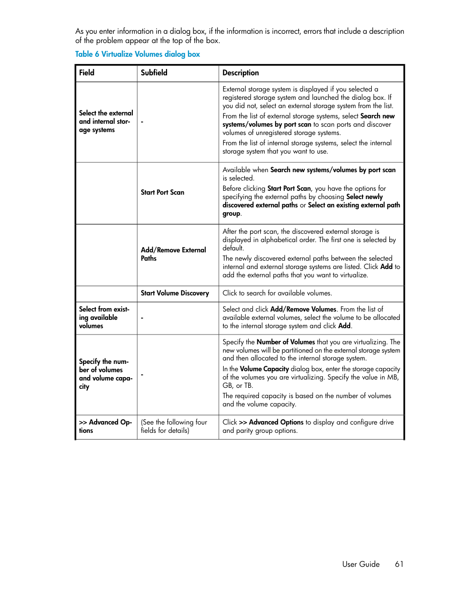 Virtualize volumes dialog box | HP XP P9000 Command View Advanced Edition Software Licenses User Manual | Page 61 / 250